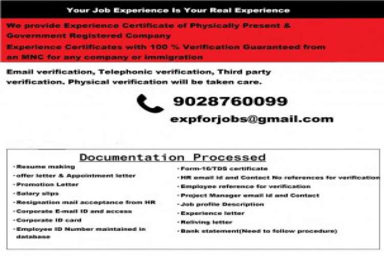 Experience Certificate Provider In Bangalore With Verification 9293971