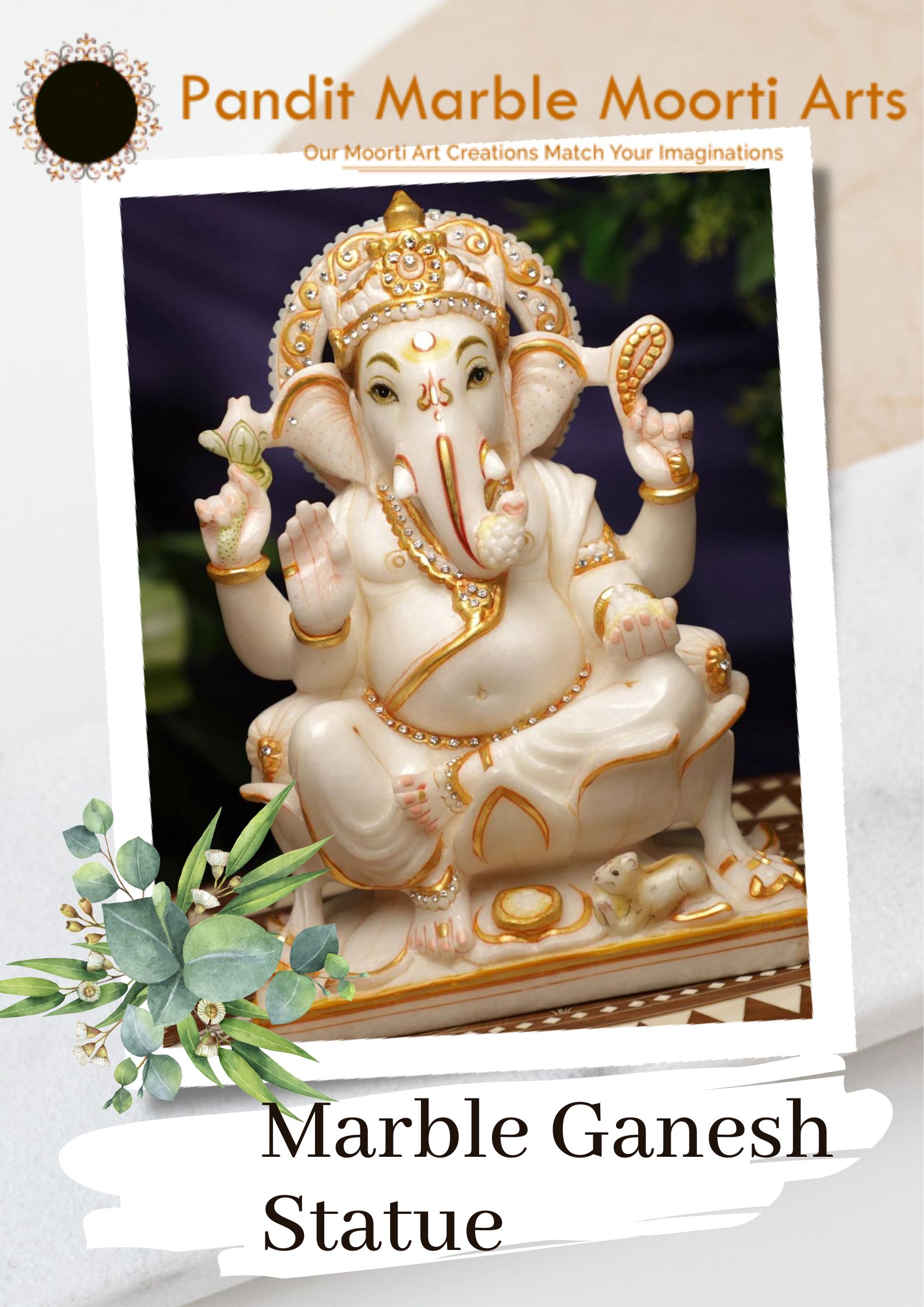 Marble Ganesh Idol For Home 16765232558