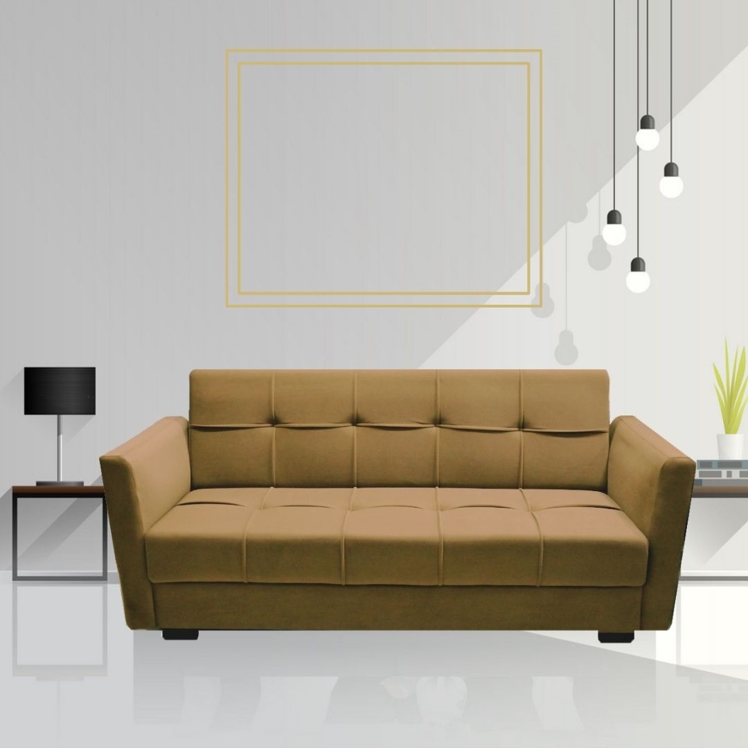 Premium Satin Rich Beige Best Comfort Fabric Three Seater Sofa 16978706130