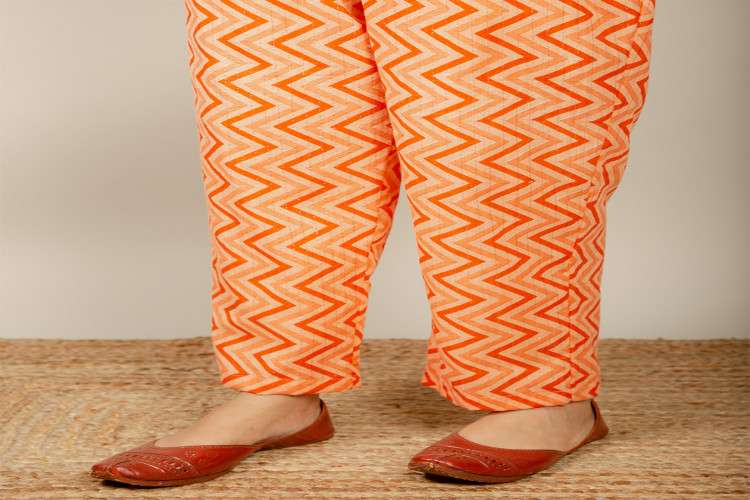 Women Printed Cotton Peach Color Pants 16393890340